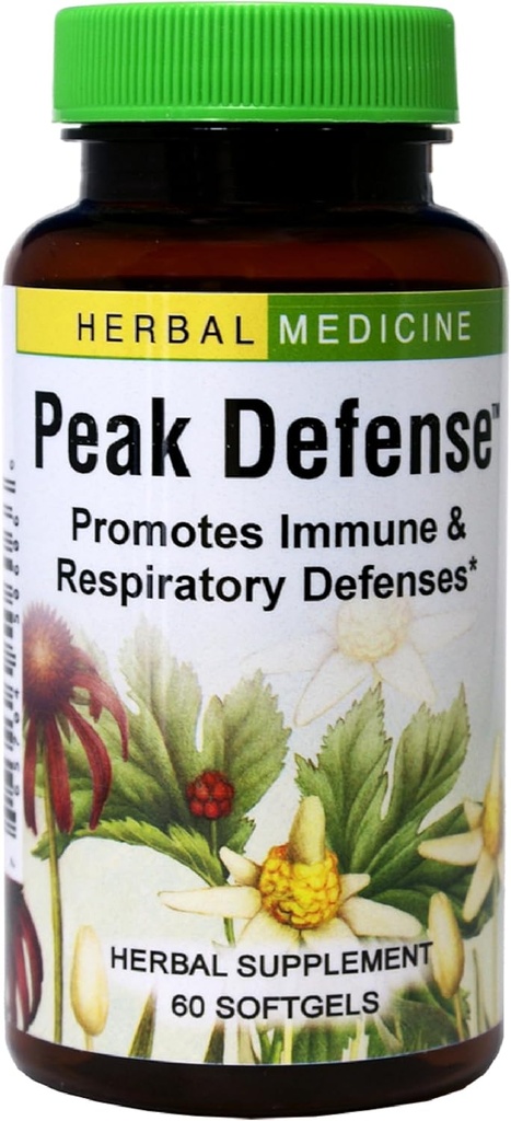 Herbs Etc. Peak Defense - Soutenir un système respiratoire sain - Supplément à base de plantes pour soutenir la santé immunitaire - Supplément de soutien à la vitalité pour les adultes - Sans gluten - 60 Softgels (60 portions)