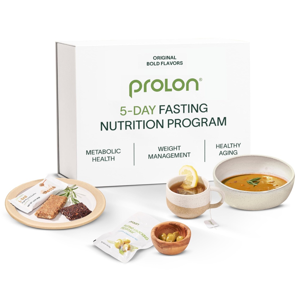 Kit à jeun de 5 jours Prolon rapide avec des aliments pour soutenir le rajeunissement cellulaire et le vieillissement en santé.