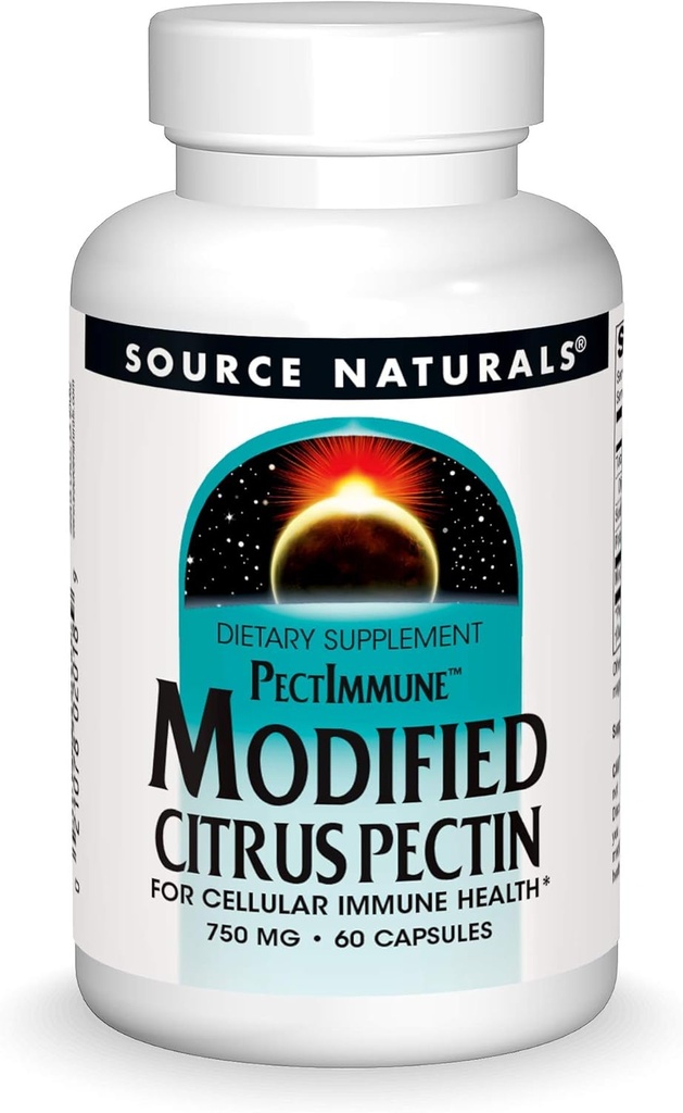 Source Naturals PectImmune, agrumes modifiés Pectine, pour la santé immunitaire cellulaire*, 750mg - 60 Capsules