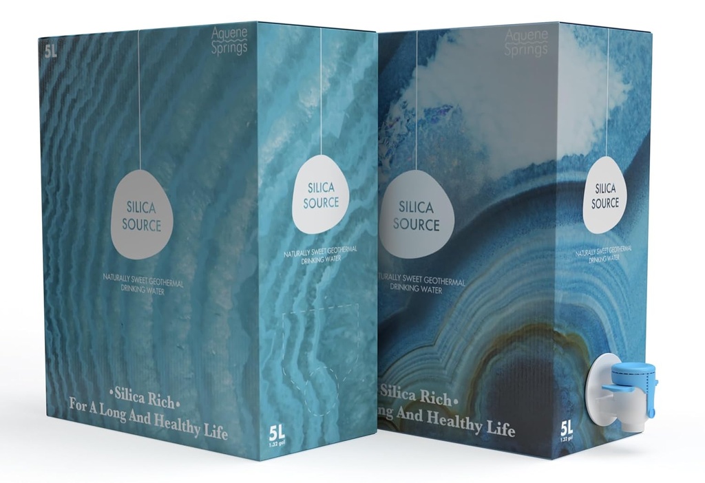 Aquene Springs Silica Source Water, Pure, Silica-Rich Geothermal Water for Daily Hydration, Naturally Filtered, Deuterium Depleted, pH 8., Promotes Cardiovascular Health, Pain Relief, and Anti-Aging