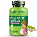 NATURELO Multivitamine postnatale - Supplément pour les femmes qui allaitent - Vitamine D à base de plantes, Folate, Fer doux - pour mère allaitante, bébé - Soutien postnatal d'allaitement 180 capsules