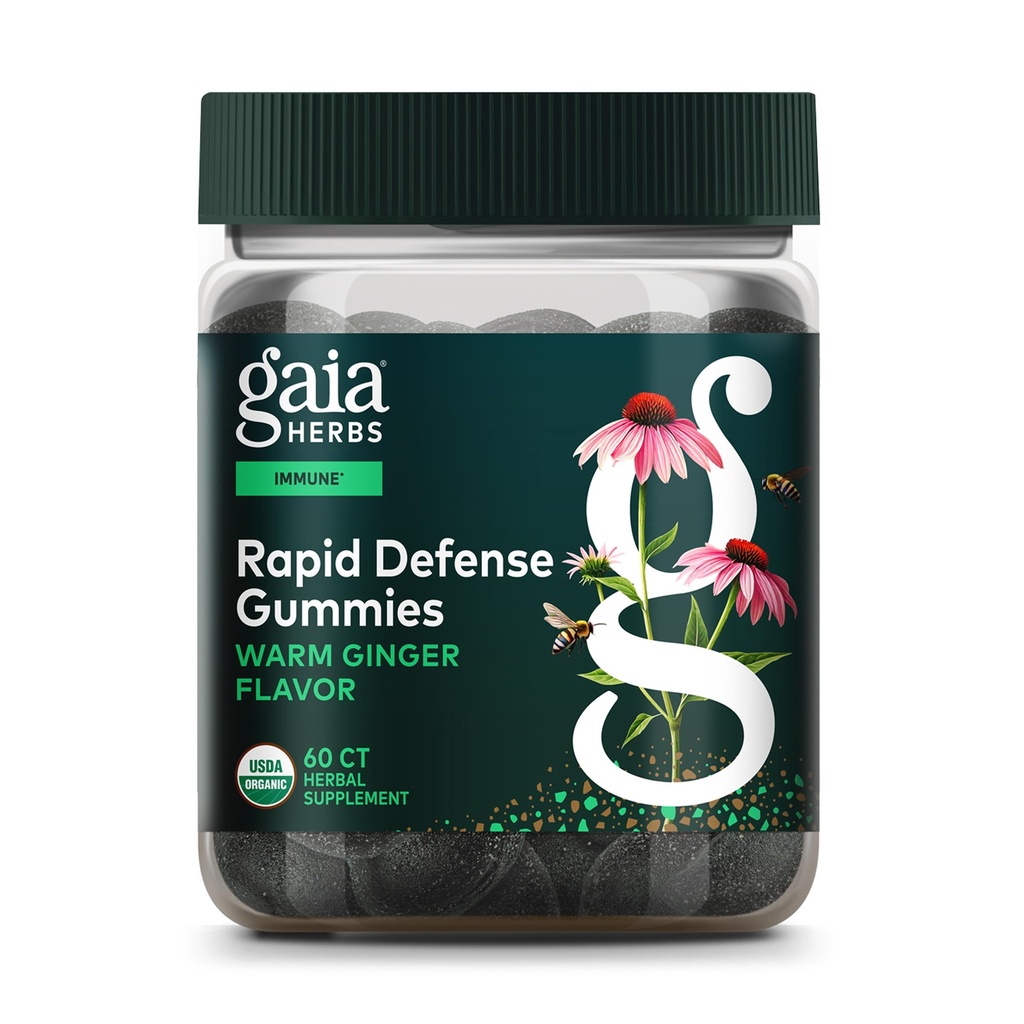 Gaïa Herbes Immune Biologique Defense Rapide Gommies - Supporte l'immunité - avec Propolis, Ginger et Echinacea - 60 Gommies Vegan (30-Day Supply)