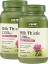 GNC Herbal Plus Thistle de lait 1300mg, Twin Pack, 120 Caplets par bouteille, soutient la fonction saine du foie