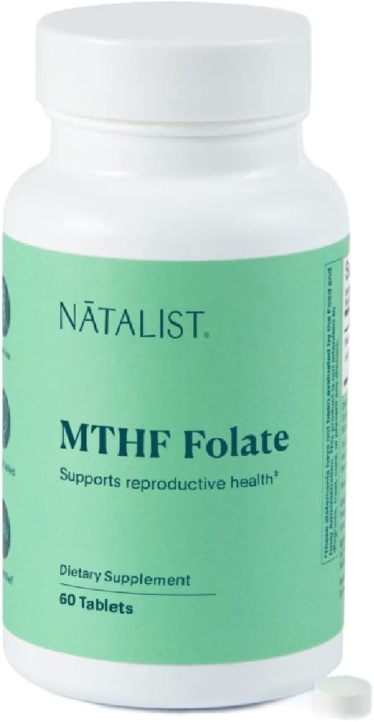 NATALIST MTHF Folate 1000 mcg (L-5-MTHF) soutient la fertilité et la grossesse saines pour les femmes - Supplément de folate quotidien pour la santé reproductive et le développement foetal - Vegan, sans gluten - 60 comprimés