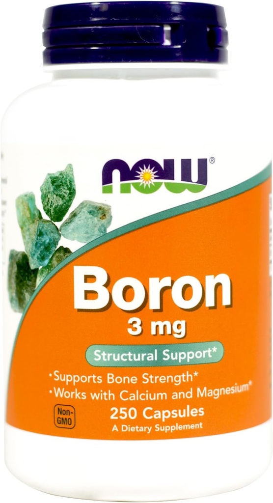 NOW Boron, 3 mg, 250 Capsules (Pack of 2)