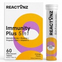 5 in 1 Immunity Plus – Immune Support & Antioxidant Supplement – Vitamin C, Zinc, Manuka Honey, Rosehip & Propolis – Natural Zesty Orange Flavor – 60 Day Supply Effervescent Tablets
