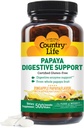 Country Life Enzymes de papaye à croquer pour le soutien de la digestion - Ananas naturels et parfum de papaye, aide à l'absorption des nutriments, contient de la papaine et de la protéase - 200 et 500 Wafers disponibles