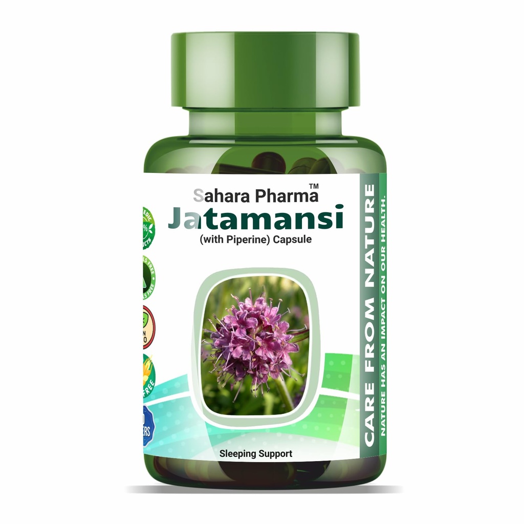 Jatamansi Capsule | Deep Sleep, Stress Relief & Calm Mind | Non GMO, Gluten Free, Zero Fillers | 500mg - 60 Capsule