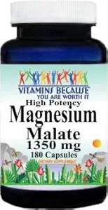 Haute puissance Magnésium Malate 1350 mg 180 Capsules Complément alimentaire Taille de la portion 3 Capsules