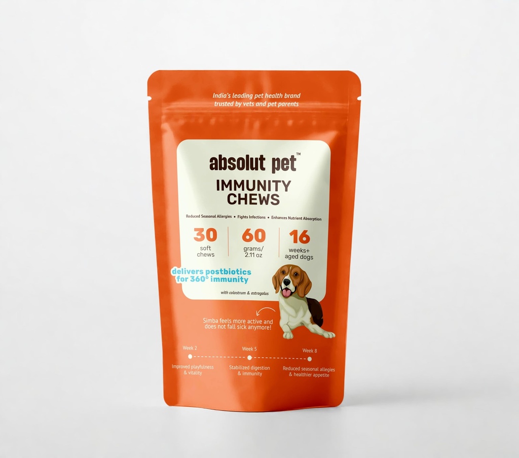Absolut Pet Postbiotic Immunity Dog Chews, Allergy & Recovery | 30 Chews