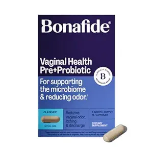 Probiotique vaginal Bonafide Clairvee pour soulager l'odeur, les démangeaisons et la décharge, 1 mois d'approvisionnement (15 capsules)