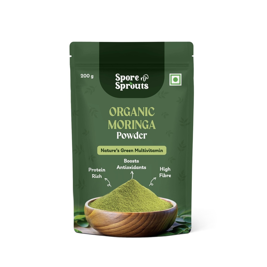 Organic Moringa Powder - 200g, Essential Nutrition Superfood, Helps Naturally Boost Energy Levels, Improves Stamina & Vitality, Rich In Vitamins & Minerals