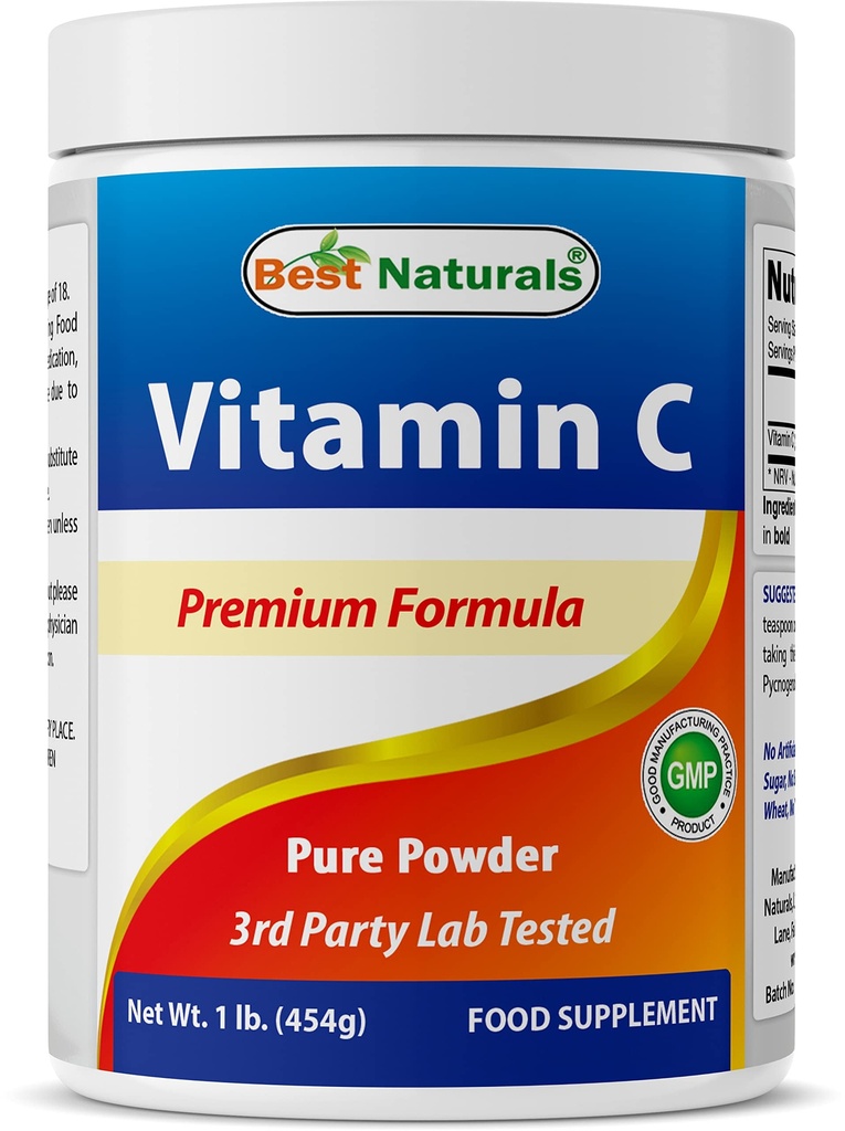 Meilleurs naturels 100% Vitamine pure C poudre 1 lb (454 grammes) poudre (aussi appelé acide ascorbique)