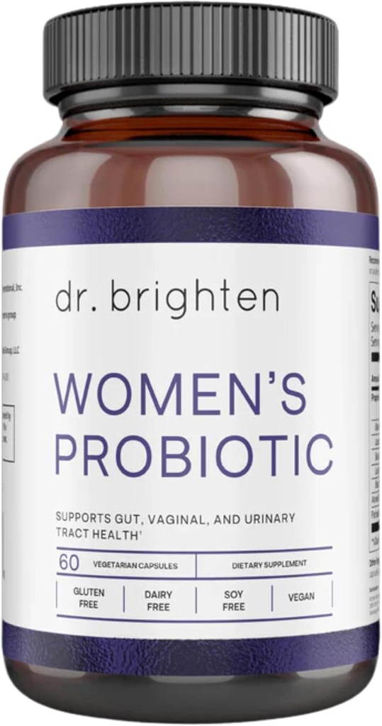 Dr. Brighten Femmes Probiotique - Probiotiques, Prébiotiques avec antioxydants et fibre solaire pour hormones saines, microbiome féminin équilibré, ovaires et santé immunitaire - 60 capsules