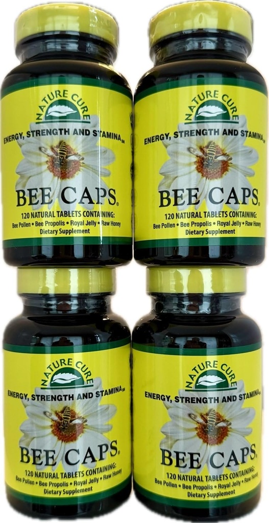 Bouchons d'abeilles originaux en bouteilles brunes - 4 Pack - 120 Comptez chaque bouteille
