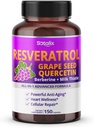 Resvératrol avec graines de raisin + Quercetin Berberine + Thistle de lait Puissant Anti-Age - USA Fabriqué et testé (150 jours d'approvisionnement (paquet de 1))