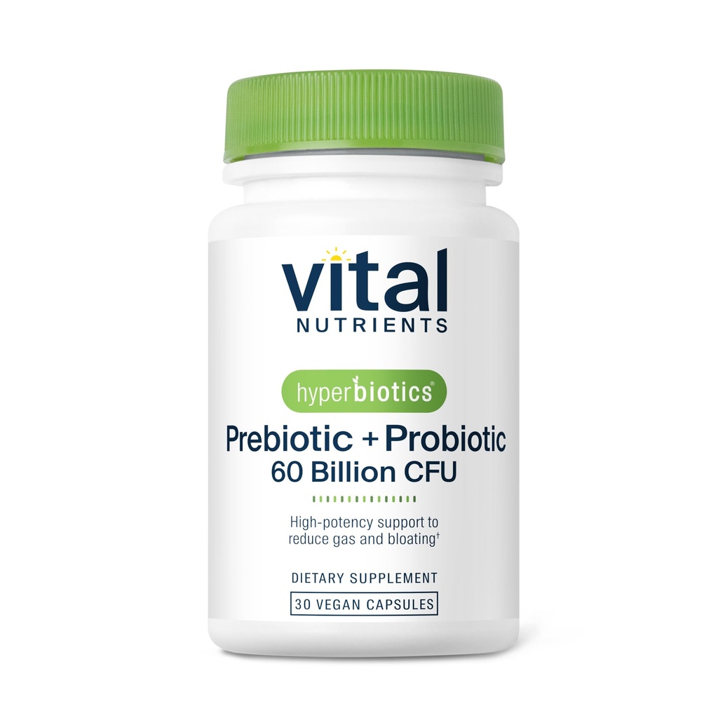 Hyperbiotiques Nutriments vitaux Prébiotiques et probiotiques pour les femmes et les hommes 60 Million CFU.Les pré et probiotiques soutiennent la santé digestive, la constipation, la diarrhée, le gaz et le ballonnement*