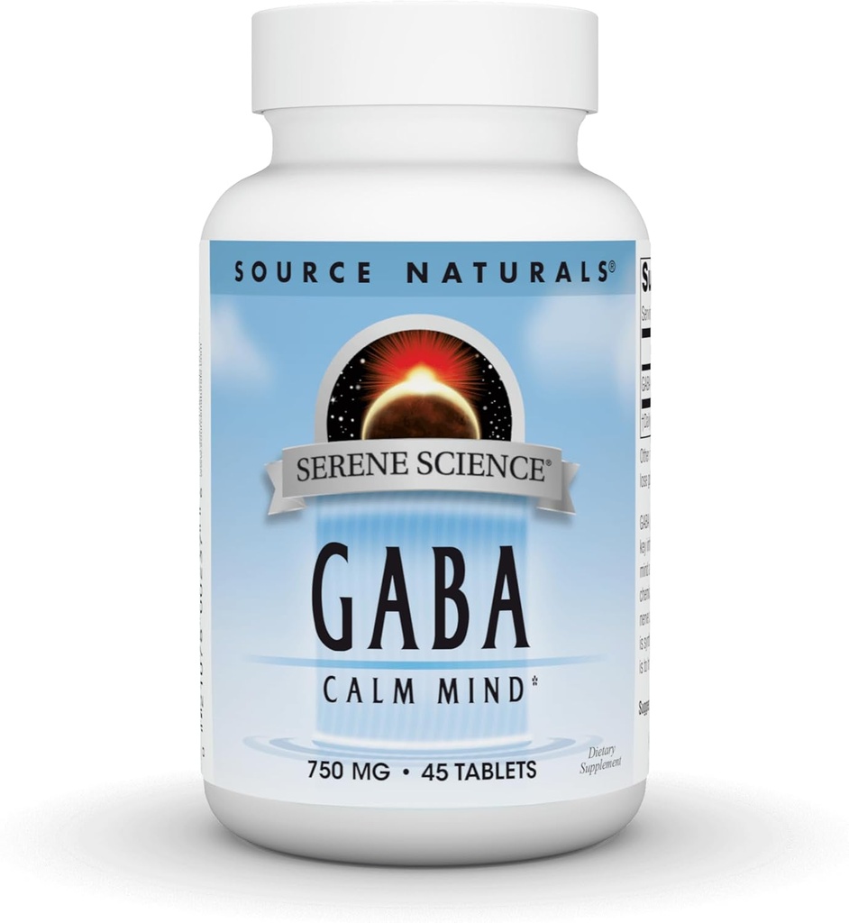 Source Naturals Serene Science GABA, pour un esprit calme, 750mg - 45 comprimés