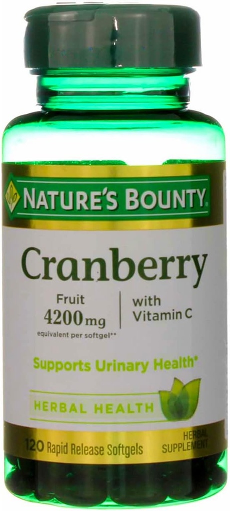 Fruit de canneberge de la nature 4200 mg, plus des softgels de vitamine C, 120 ea (paquet de 4)