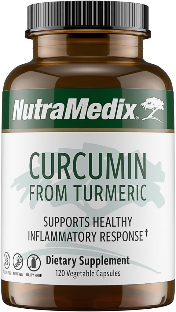 NutraMedix Curcumin - Capsules de 500 mg de curcuma - Promotion d'une réponse inflammatoire saine, système immunitaire, cerveau, coeur et soutien du foie (120 capsules)