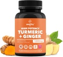 Turcuma + Gingembres Capsules 1200mg de confort articulaire, support de l'inflammation et santé digestive*