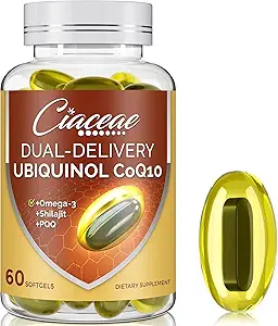 Ubiquinol CoQ10 600 MG Softgels with Omega-3 & Shilajit & PQQ, Advanced Dual-Delivery Coenzyme-Q10, Active CoQ10 Ubiquinol Supplement for Fertility, Antioxidant, Heart, Brain & Energy, 360 Servings