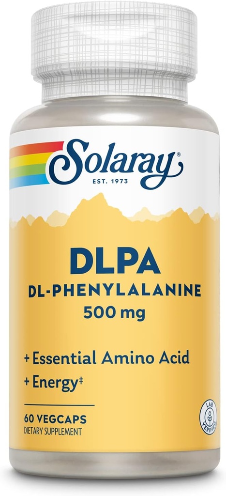 SOLARAY DL-Phenylalanine, 500mg, 50-50 Mélange d'acides aminés essentiels pour le système nerveux, l'humeur et le soutien énergétique