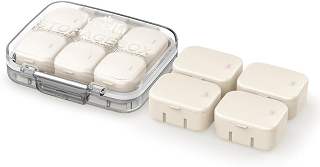 Ultra petit organisateur de pilules de voyage pour la Purse, 10 boîtes intérieures amovibles minuscules, porte-cas de vitamine hermétique avec stickers couleur, récipient de médecine compacte et portable mignon pour supplément (AP)