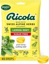 Ricola sans sucre gouttes de farine de menthe de citron, 45 comtes, soulagement rafraîchissant des irritations de gorge mineure, anesthésie orale