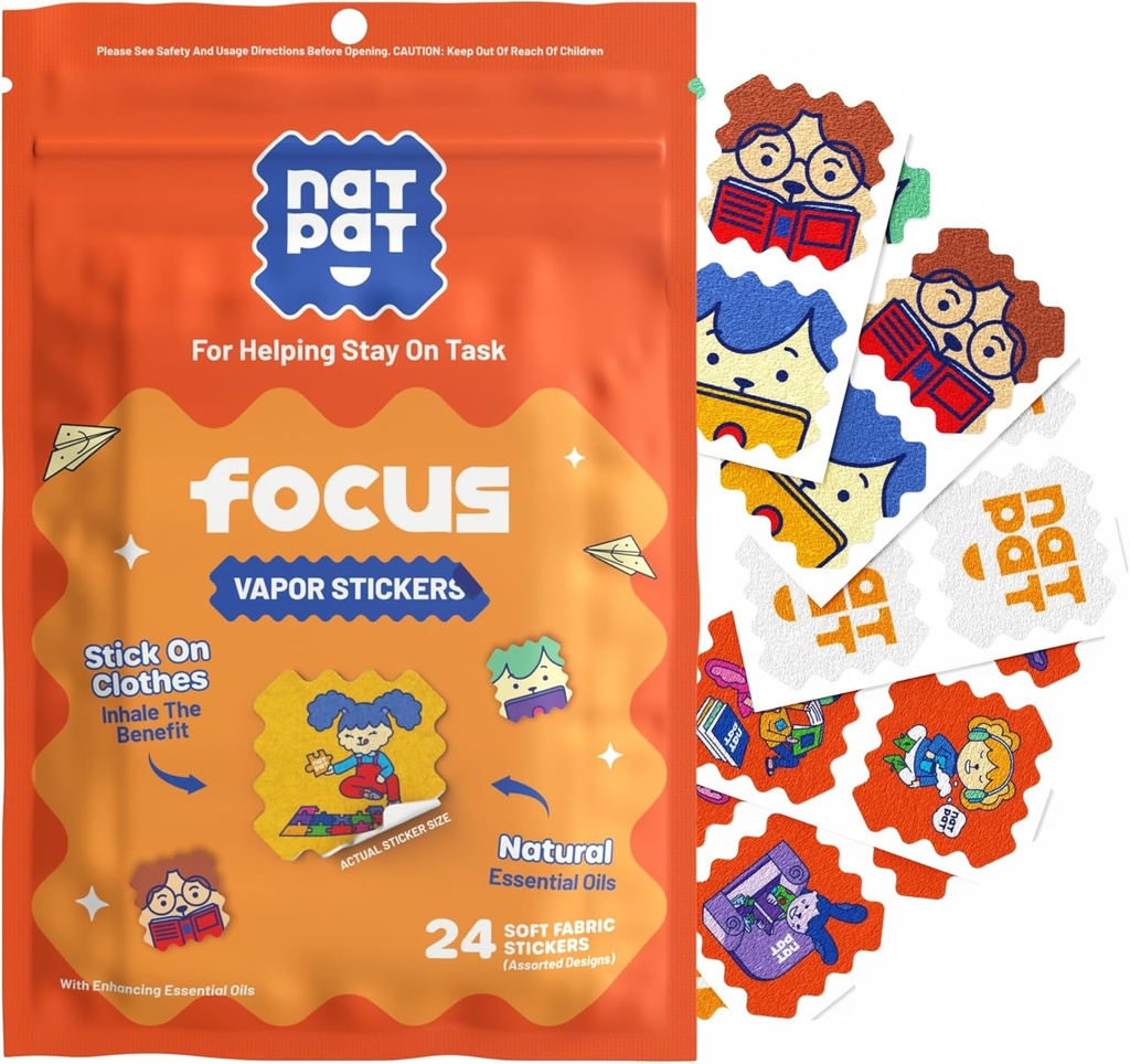 Stickers NATPAT Focus Patch Enhancement pour les enfants et les adultes - Soutien du cerveau sain pour l'attention, le focus et la concentration - Sans produits chimiques et médicaments - 24 Compte - BuzzPatch Natural Patch