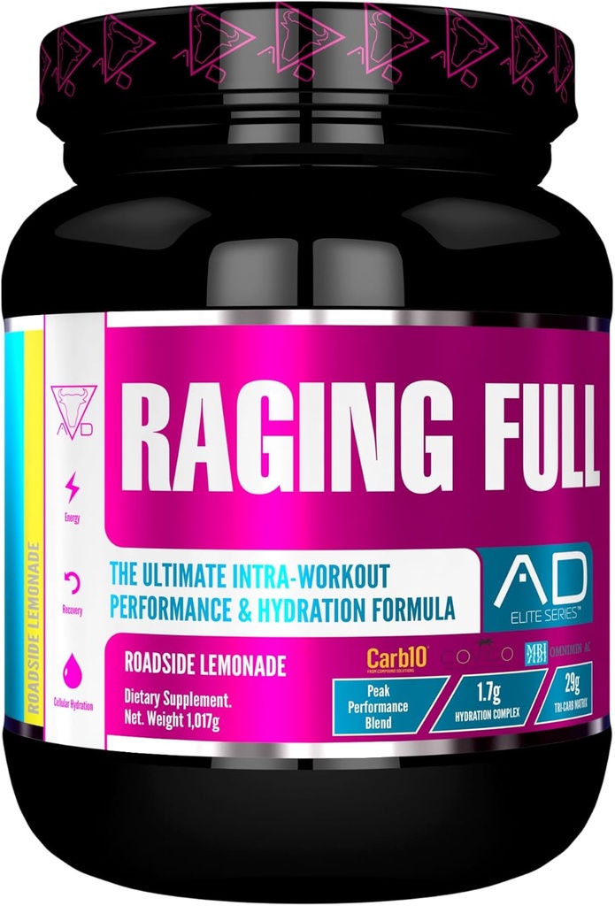 Projet AD Raging Full Ultimate Performance intra-entraînement et Formule d'hydratation (30 portions, Cimonade routière)