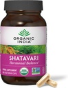 ORGANIQUE INDIA Shatavari Capsules - supplément à base de plantes, soutient l'équilibre hormonal, le soutien du système immunitaire, végétalien, sans gluten, bio USDA, soutient la santé reproductive - 180 capsules
