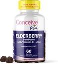 CONNEIVE PLUS Gommies de baies aînées – Sambucus Black Elderberry avec vitamine C et zinc, délicieuse saveur de bleuet, 60 comte, 30 jours d'approvisionnement