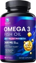 Omega 3 Huile de poisson 2400 mg supplément, source durable, supplément triple force Omega-3 softgels, soutien de la santé cérébrale, EPA et DHA huiles de poisson suppléments acides gras, sans gluten et OGM, 120 softgels