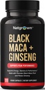 Natgraved Black Maca Root + Panax Ginseng Capsules en poudre 1500 mg avec Black Peruvian Maca Root & Korean Panax Ginseng Supplément pour hommes et femmes - Pilules véganes (120 Nombre)