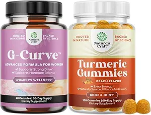 Ensemble de pilules G-Curve Breast and Butt Enhancer peuvent soutenir les courbes voluptueuses et les gummies curcuma pour adultes Peach Flavor - Gommies de soutien articulaire extra-fort avec curcumine curcuma