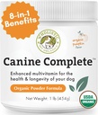 Wholistic Pet Organics Canine Complete - Poudre de multivitamines pour chien - 1 Lb - Vitamines et suppléments quotidiens pour chien pour aliments maison - Système immunitaire, peau, manteau et santé générale - Petite et grande race