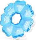 Organisateur de pilules mignons 7 jours, boîte à pilules hebdomadaire de blocage de couleur, récipient de médecine quotidienne avec grands compartiments pour les huiles de poisson/vitamines/médication/Suppléments (bleu)