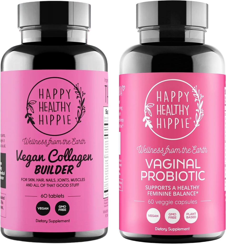 Happy Healthy Hippie Vaginal Probiotiques pour les femmes et les pilules de construction de collagène végétalien