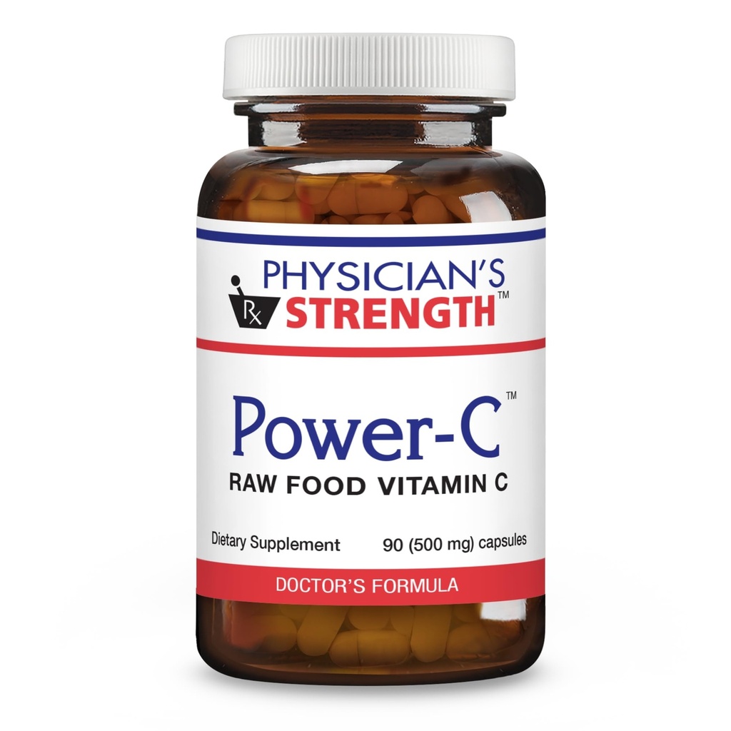 La force du médecin Power-C - 90 capsules - Vitamine C cru et flavonoïdes de Camu Camu, Acerola Cherry, Rhus coriaria & Rose Hip - Kosher - 30 portions