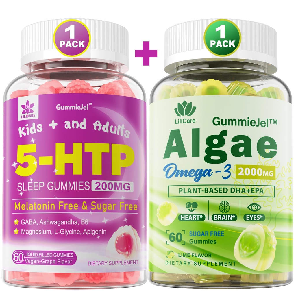 LILICARE Oméga végétalien 3 Gummies & 5HTP Gummies