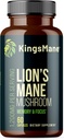 KingsManeTM Complément de champignons pour lion biologique, Mémoire, Focus, & Clarity Brain Support, 1200mg, 60 Capsules