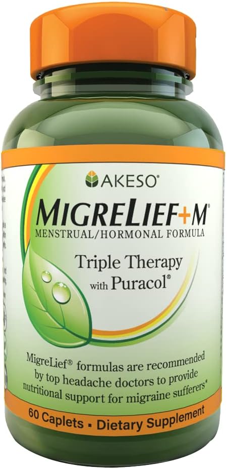 MigreLief+M – Supplément de soutien nutritionnel avancé pour les femmes Santé neurologique et confort de la tête – 60 Caplets (1-Mois)