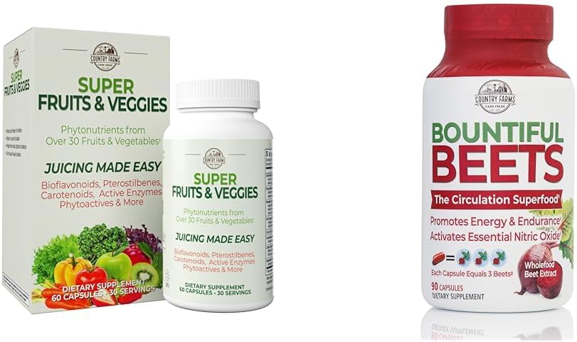 CARACTÉRISTIQUES DE PAYS Super Fruits Veggies Antioxydant Immune Énergie Capsules digestives + Betteraves abondantes Oxyde nitrique Circulation Capsules immunologiques Ensemble, 30 + 90 Servants