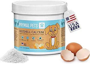 Calcium en coquille d'oeuf pour les animaux de compagnie - Supplément en poudre minérale en coquille d'oeuf naturel ultra-pur pour chats et chiens - Absorption élevée, aide à soutenir les os, les articulations, les dents, le cœur, la santé immunitaire