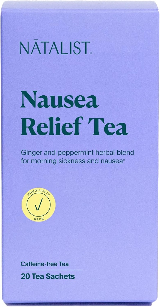 NATALIST Nausea Relief Tea Ease Grossesse Matin Maladie Calmer le mélange de confort à base de plantes pour les femmes - Gingembre et menthe poivrée biologiques digestifs - Vegan, sans gluten, sans caféine - 20 sacs
