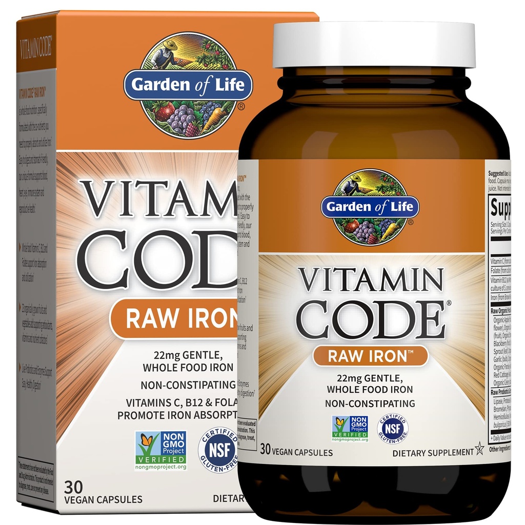 Garden of Life Multi 120 Capsules pour femmes + Code Vitamine Fer brut 30ct Capsules