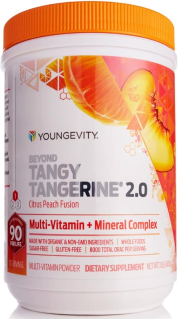 Youngevity Beyond Tangerine 2.0 Citrus Peach Fusion Multi-Vitamine & Complexe Minéral - Fabriqué avec des aliments naturels et entiers