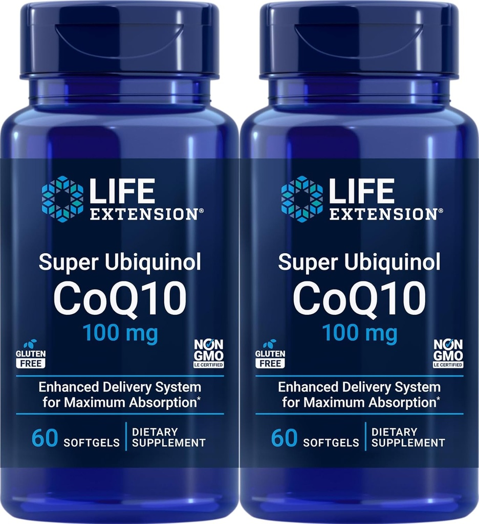 Life Extension Super Ubiquinol CoQ10 100 mg, 60 softgels (Pack of 2)