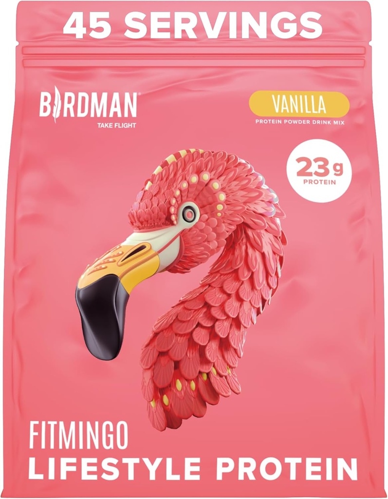 BIRDMAN Fitmingo Poudre de protéines végétales avec Inositol, collagènes, acide hyaluronique et vitamines.